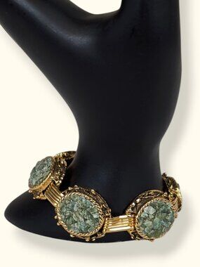 V. Jade Chip Oval-Link Bracelet